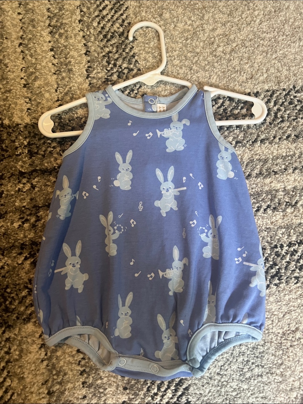 The Beaufort Bonnet Company blue bunny bubble onesie romper